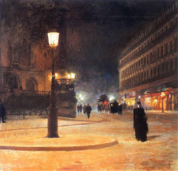Ludwik de Laveaux Parisian Opera at night. oil painting picture